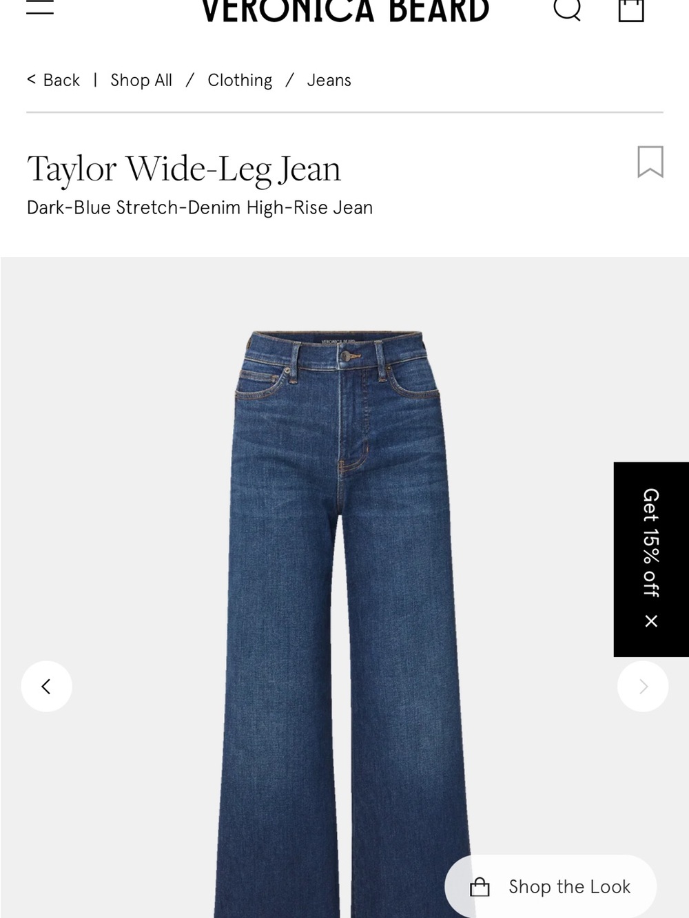 Veronica Beard Dark Blue Wide-Leg Taylor Jeans - HEMMED - Size 30